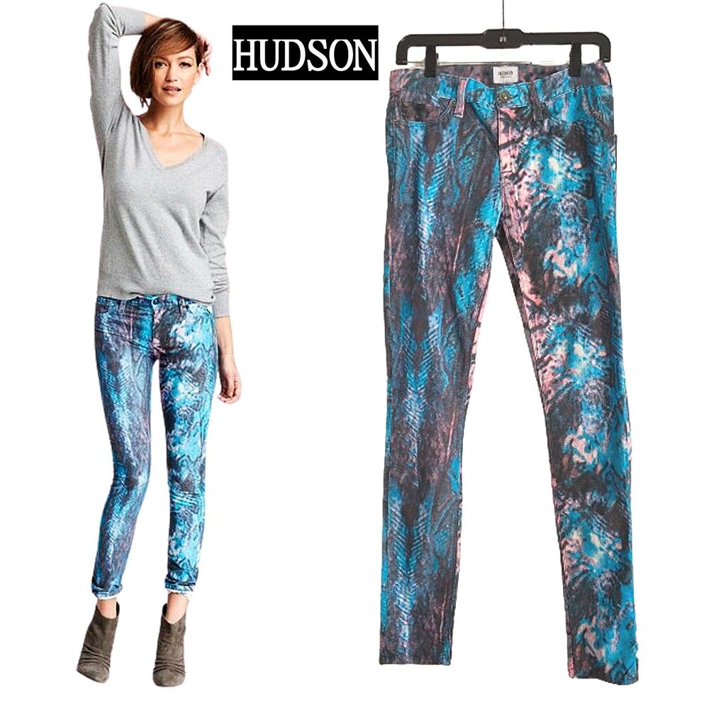 HUDSON NEW Whimsygoth NICO Blue Galaxy Super Skinny Corduroy Jeans 26